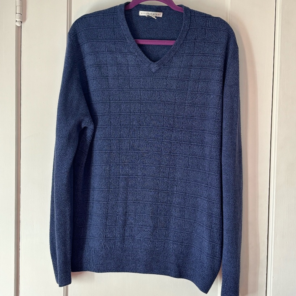 VINTAGE Geoffrey Beene Blue Plaid Pattern Sweater